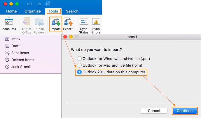 move from outlook for mac 2011 to 2016